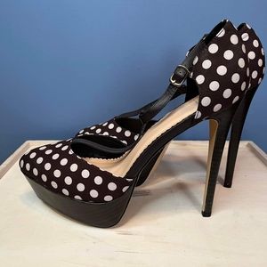 Brown Dottie T Strap heels
